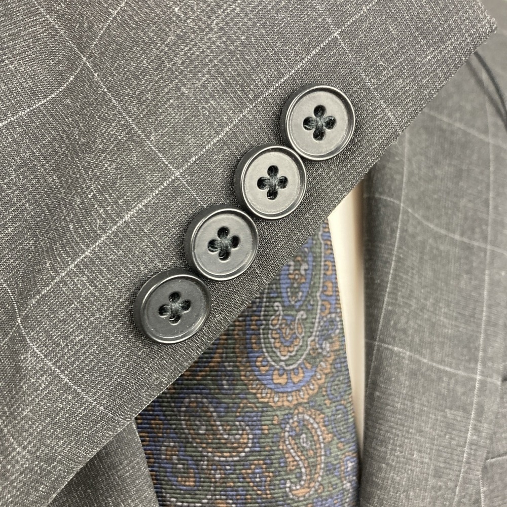 DKNY Mens Modern Fit 2 Piece Suit 36R 29W 32L Charcoal Plaid - Picture 6 of 8